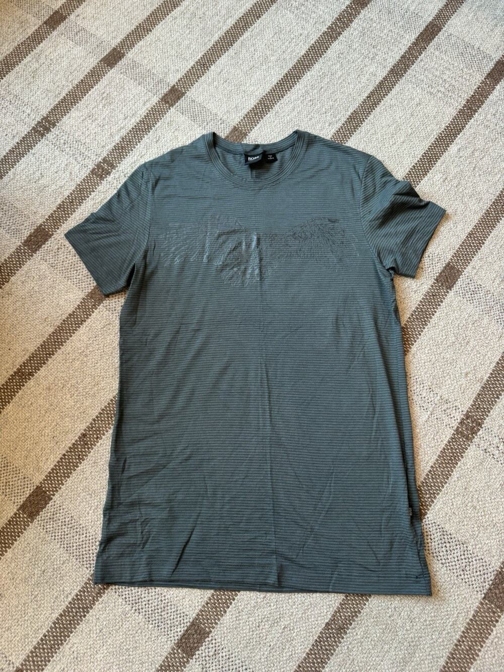 Boss Hugo Boss Men’s T Shirt Blue Gray Stripe Eagle Medium Mens Modal